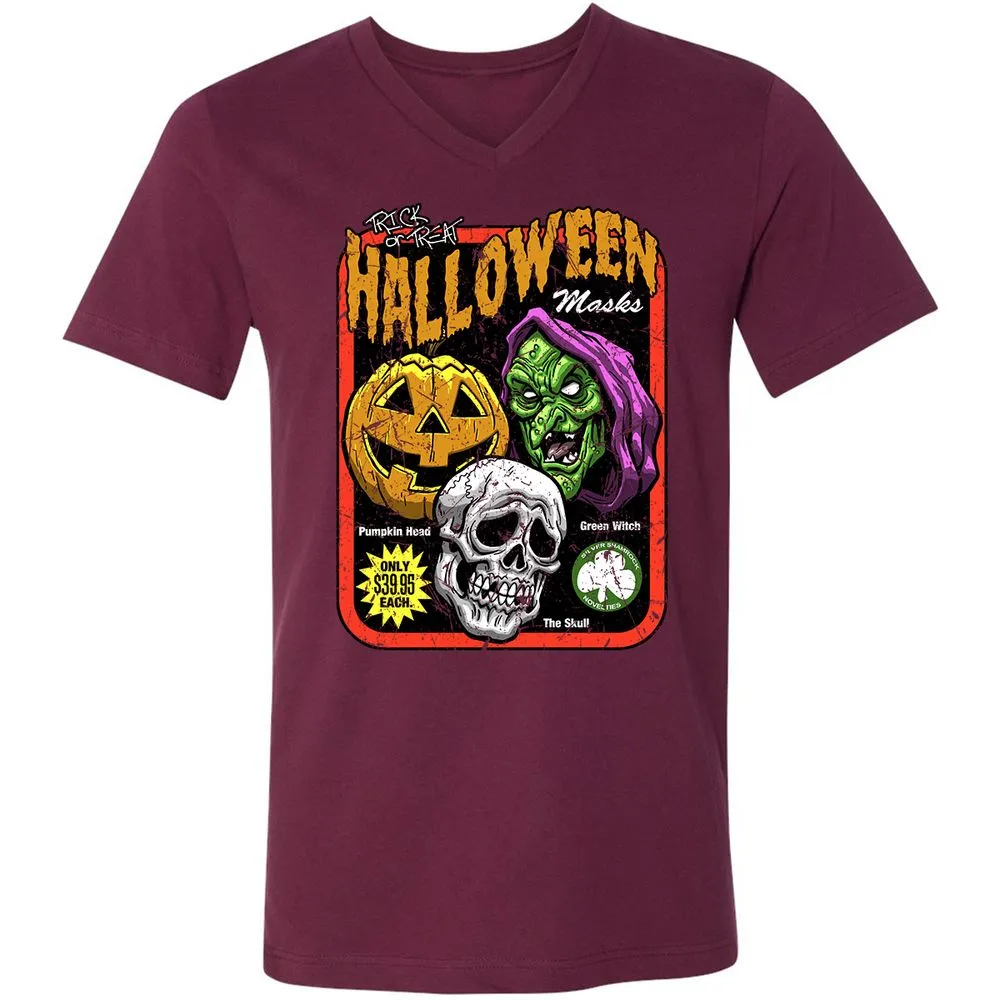 Unisex V-Neck T-Shirt - RB8AGSY9 - Maroon - 6