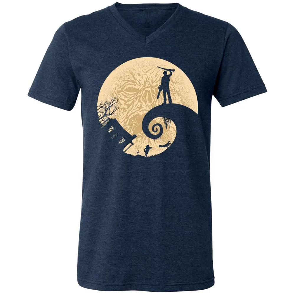 Unisex V-Neck T-Shirt - ERFUVQDL - Heather Navy - 15