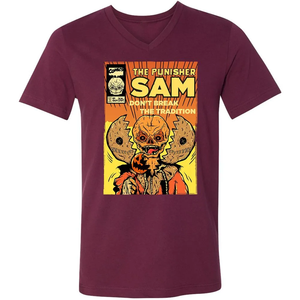 Unisex V-Neck T-Shirt - Z8HEJJXD - Maroon - 6