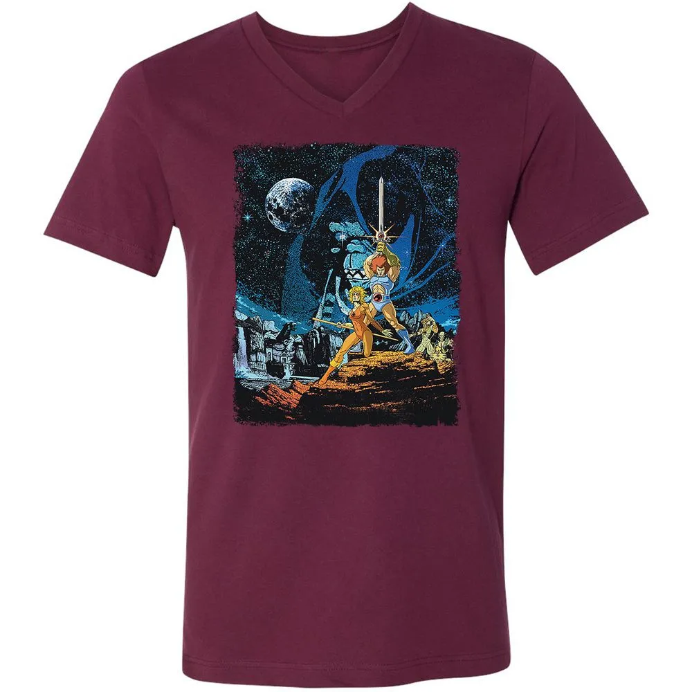Unisex V-Neck T-Shirt - 3J39DZBL - Maroon - 6