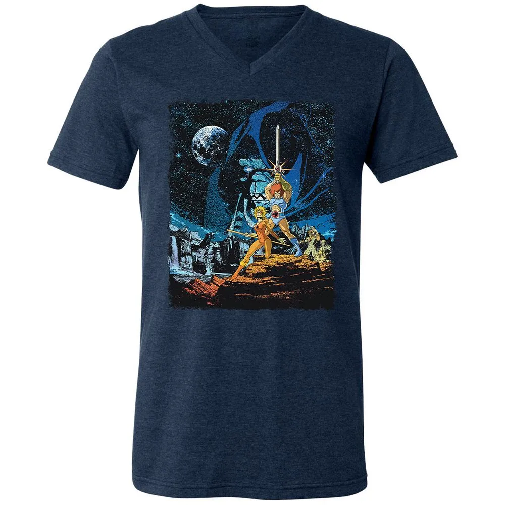 Unisex V-Neck T-Shirt - 3J39DZBL - Heather Navy - 15