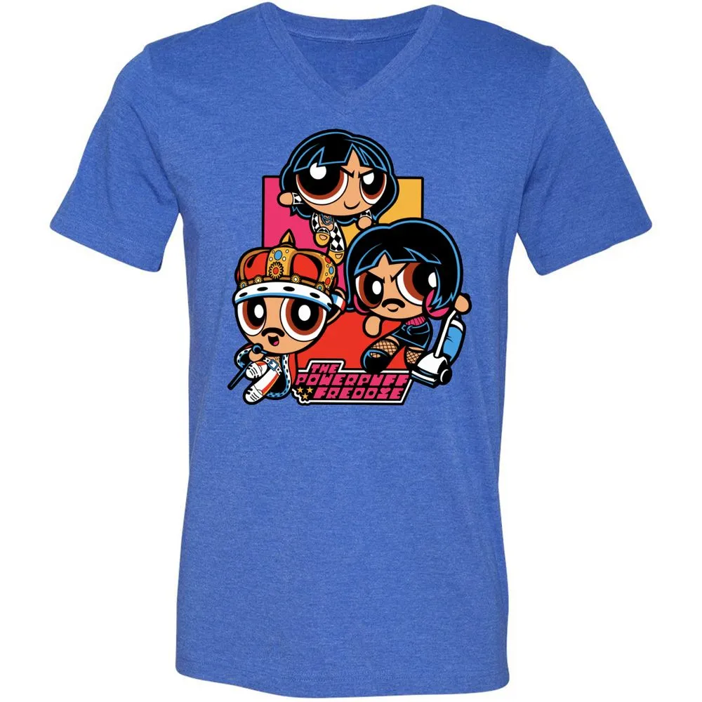 Unisex V-Neck T-Shirt - QQZM34J8 - Heather True Royal - 14
