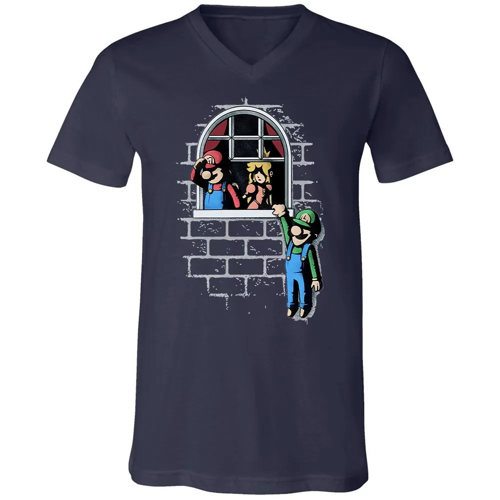 Unisex V-Neck T-Shirt - CBV7YKQQ - Navy - 2
