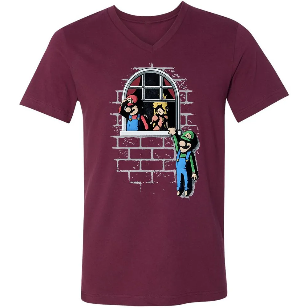 Unisex V-Neck T-Shirt - CBV7YKQQ - Maroon - 6