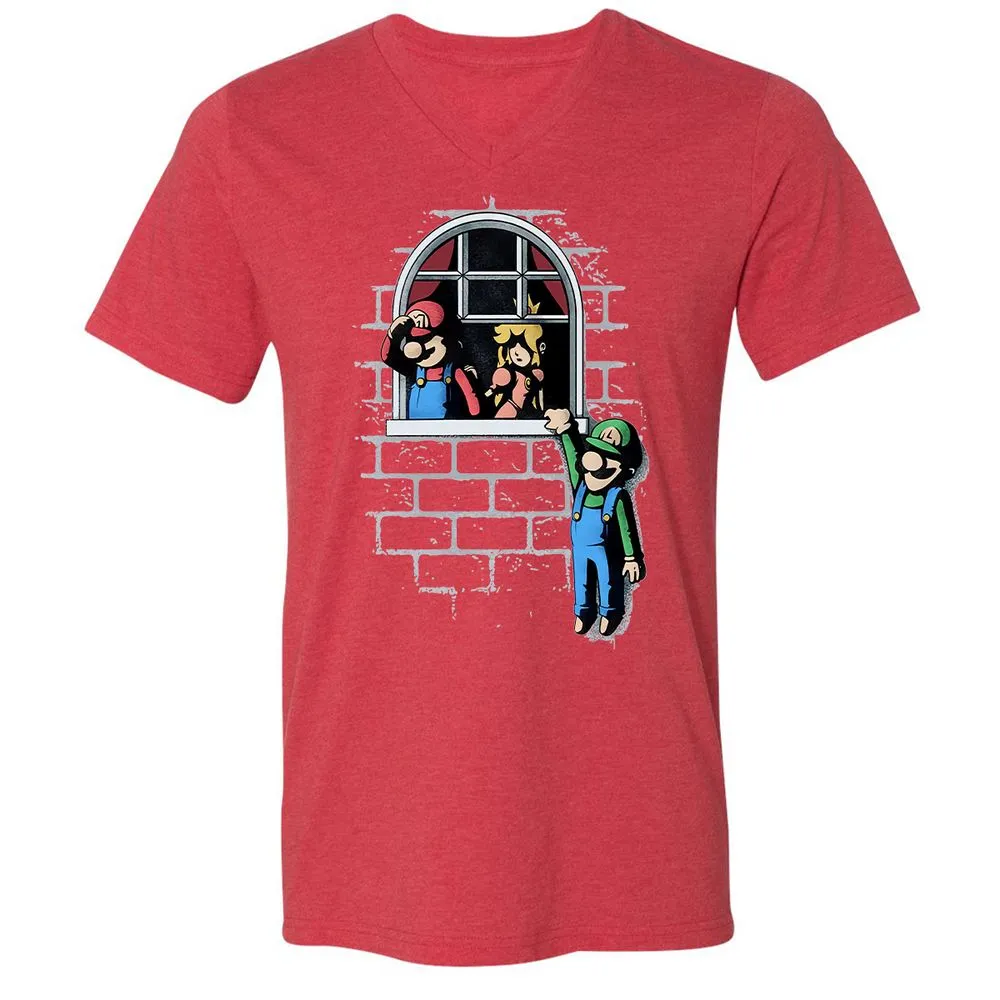 Unisex V-Neck T-Shirt - CBV7YKQQ - Heather Red - 16