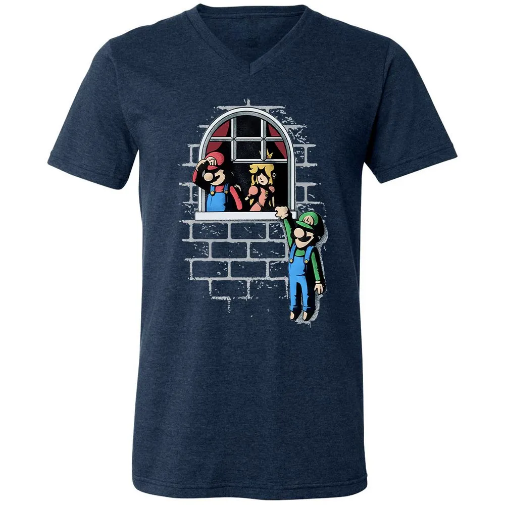 Unisex V-Neck T-Shirt - CBV7YKQQ - Heather Navy - 15