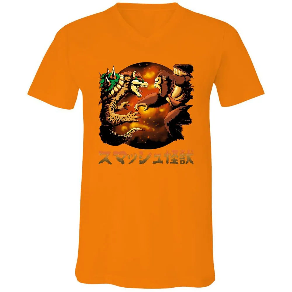 Unisex V-Neck T-Shirt - MBAPDAXG - Orange - 11