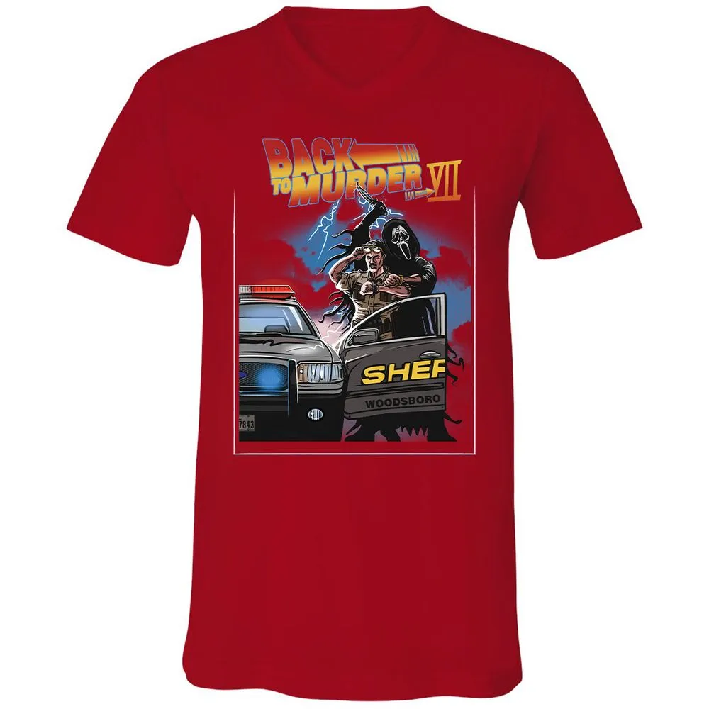 Unisex V-Neck T-Shirt - 7LE4TGQF - Red - 3