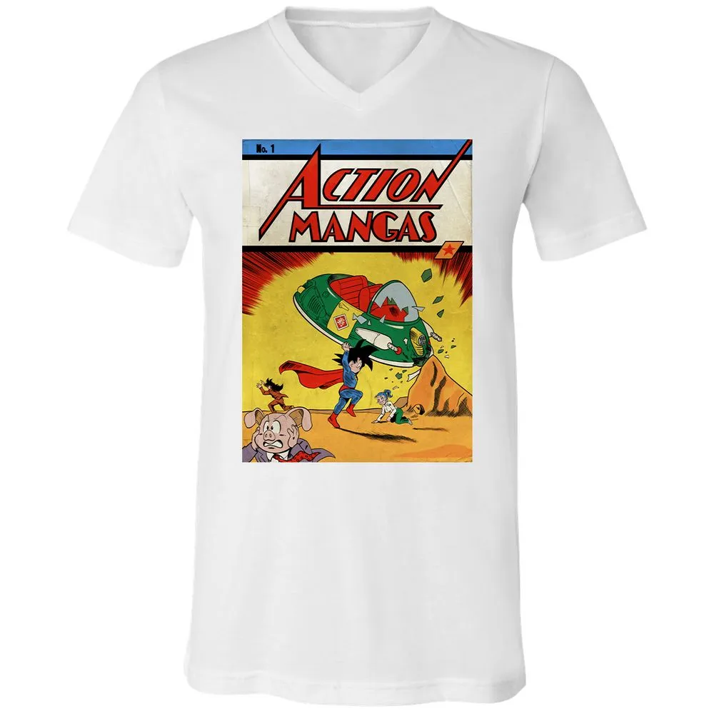 Unisex V-Neck T-Shirt - B9CAM2D5 - White - 5
