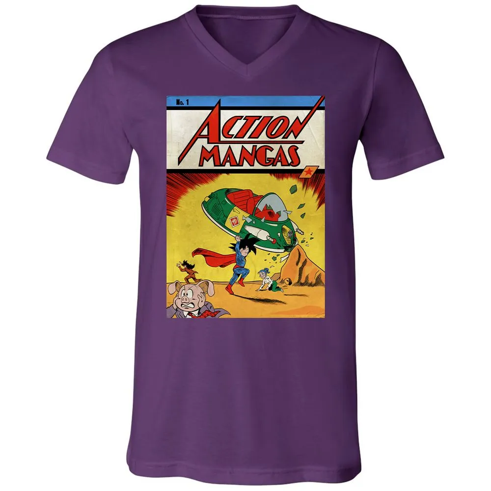 Unisex V-Neck T-Shirt - B9CAM2D5 - Team Purple - 9