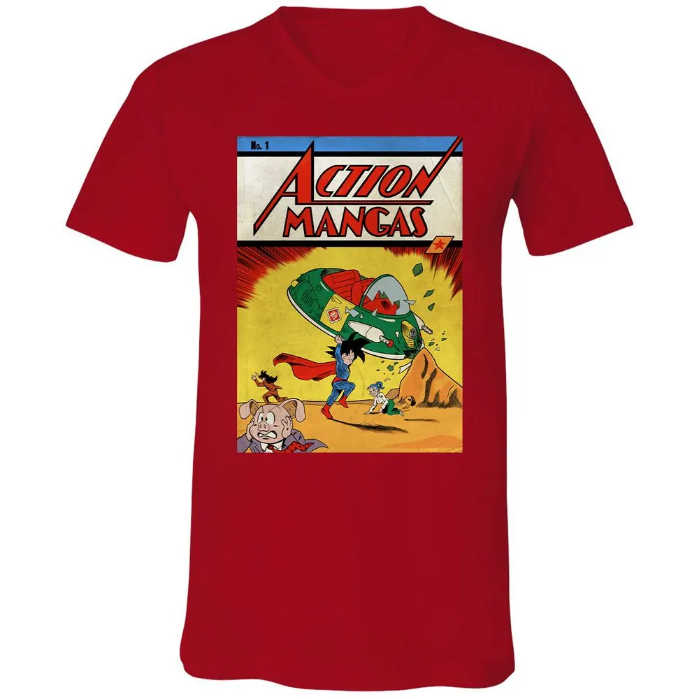 Unisex V-Neck T-Shirt - B9CAM2D5 - Red - 3