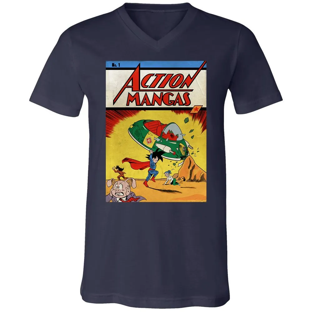 Unisex V-Neck T-Shirt - B9CAM2D5 - Navy - 2
