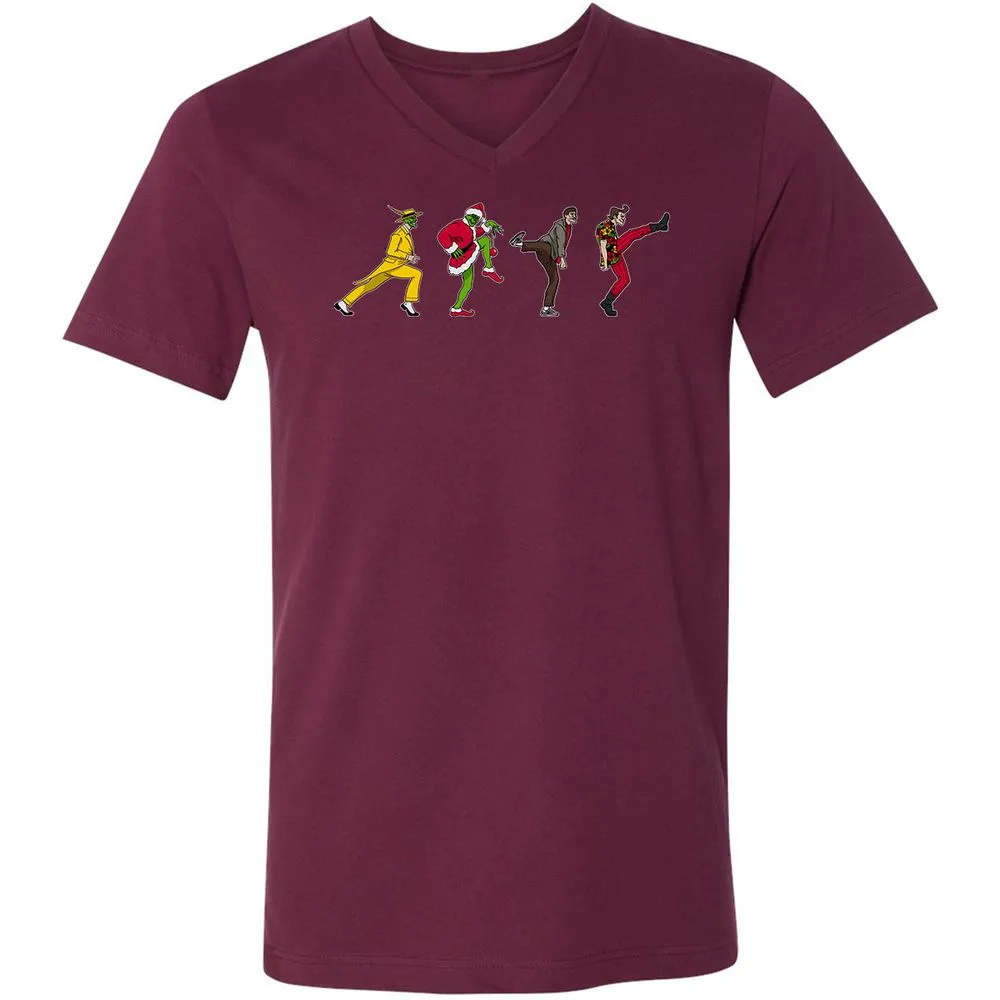 Unisex V-Neck T-Shirt - 8WZADCNJ - Maroon - 6