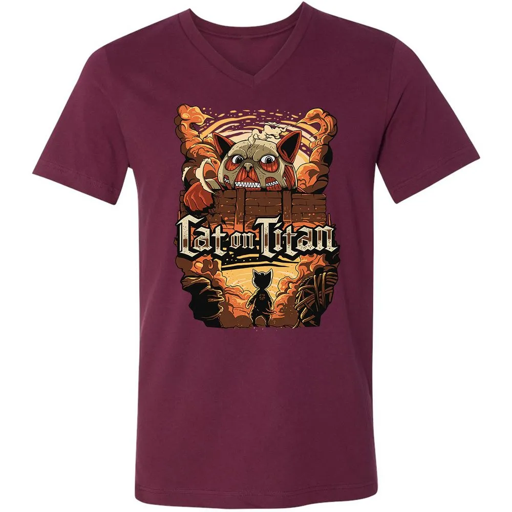 Unisex V-Neck T-Shirt - SJA7X22M - Maroon - 6