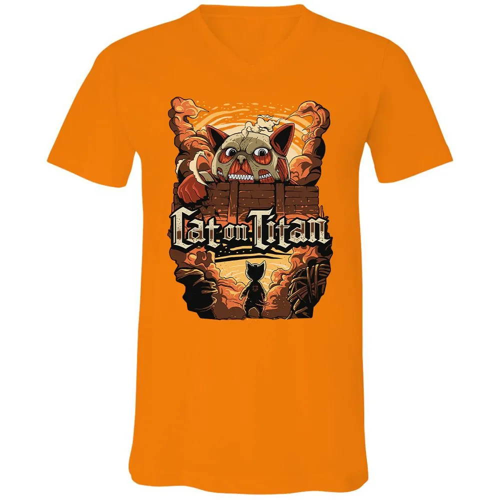 Unisex V-Neck T-Shirt - SJA7X22M - Orange - 11