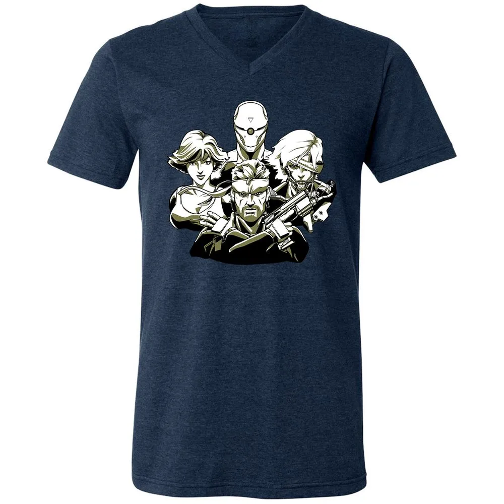 Unisex V-Neck T-Shirt - HHFRMT8S - Heather Navy - 15