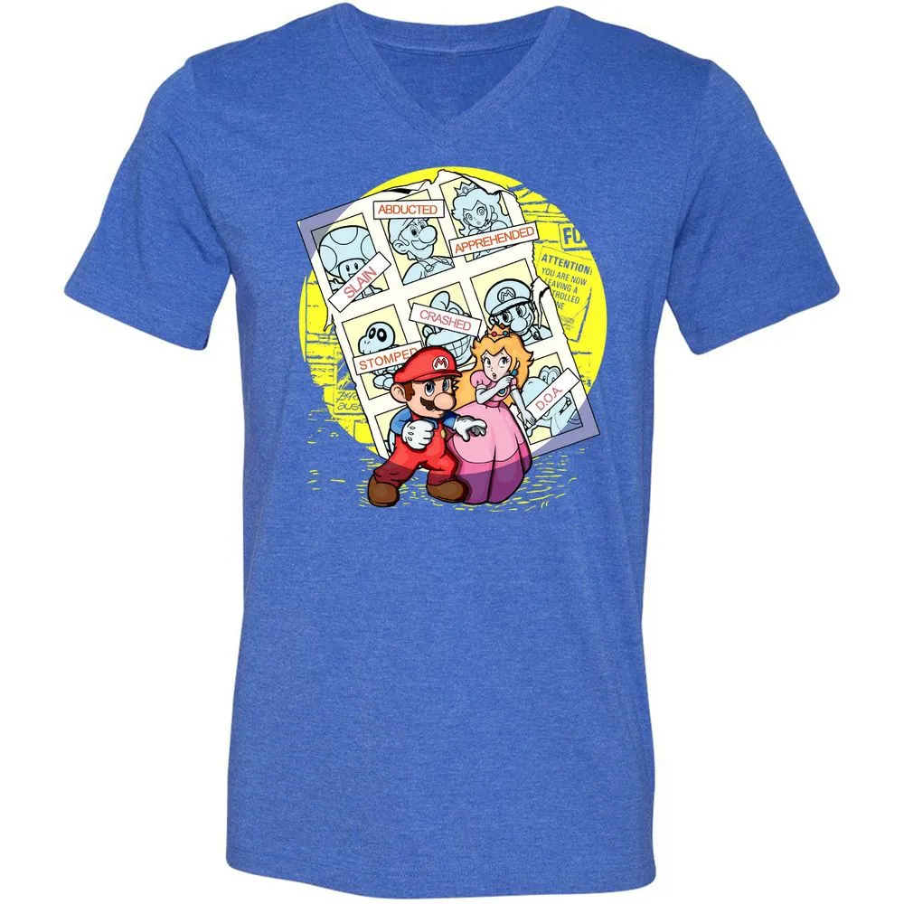 Unisex V-Neck T-Shirt - 6A8GYGWW - Heather True Royal - 14