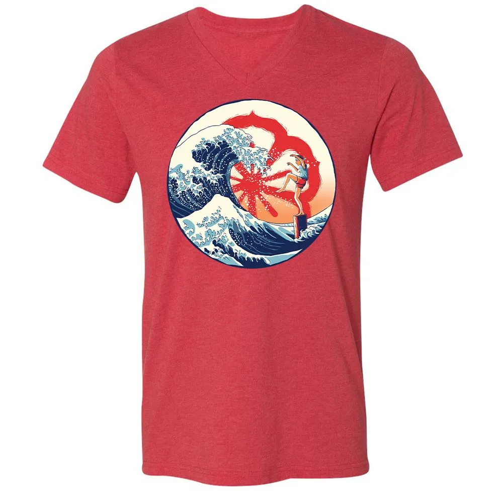 Unisex V-Neck T-Shirt - PVS1CKSG - Heather Red - 16