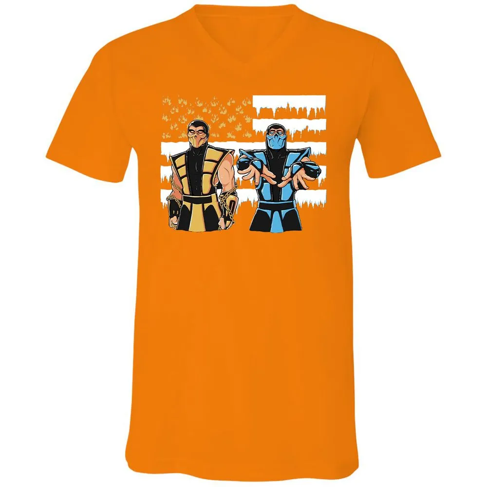 Unisex V-Neck T-Shirt - 7Y214UWY - Orange - 11