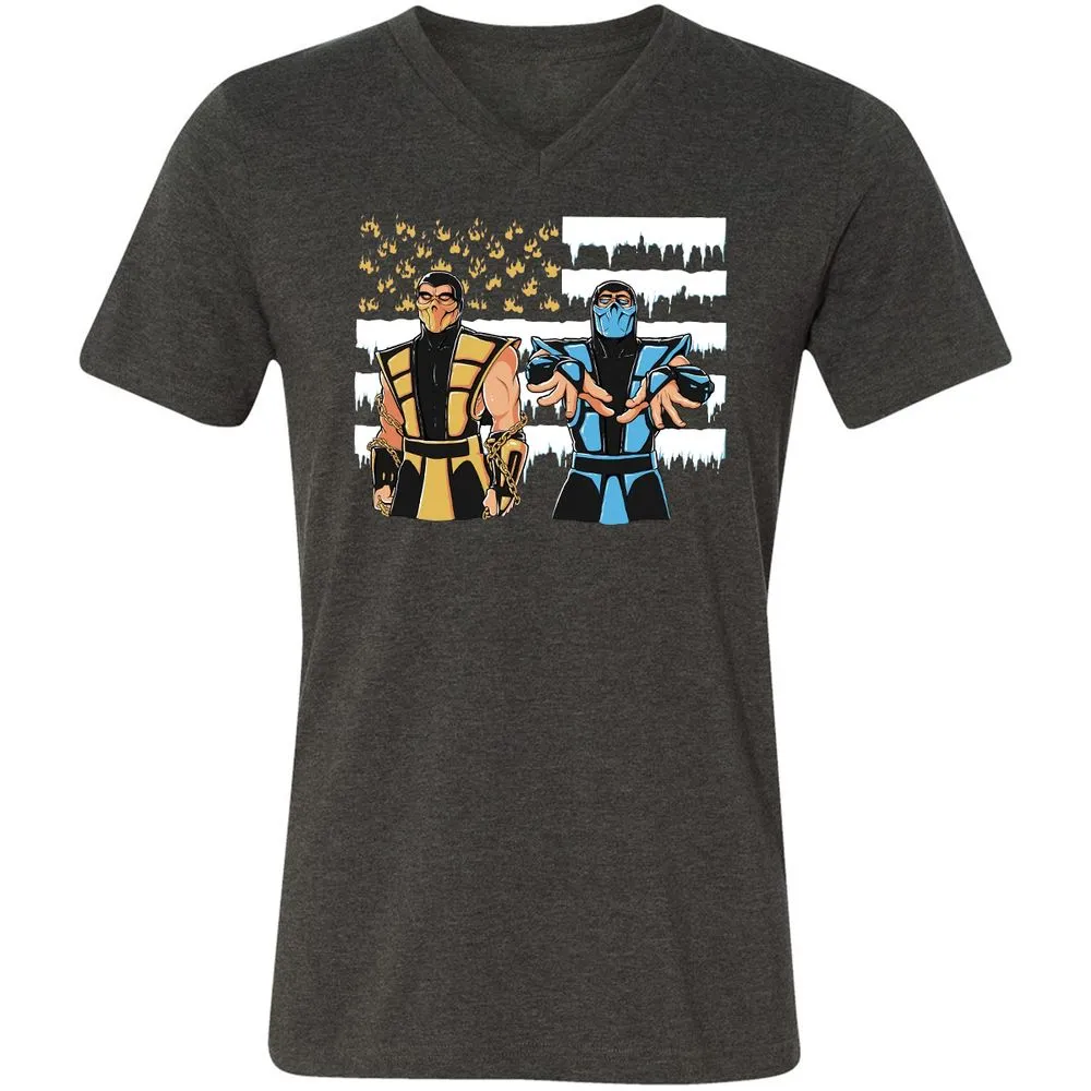 Unisex V-Neck T-Shirt - 7Y214UWY - Dark Grey Heather - 8