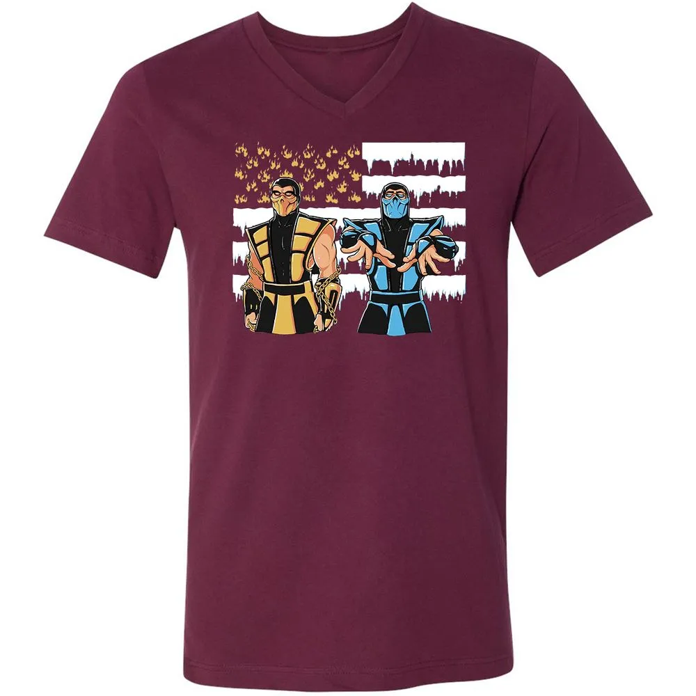 Unisex V-Neck T-Shirt - 7Y214UWY - Maroon - 6