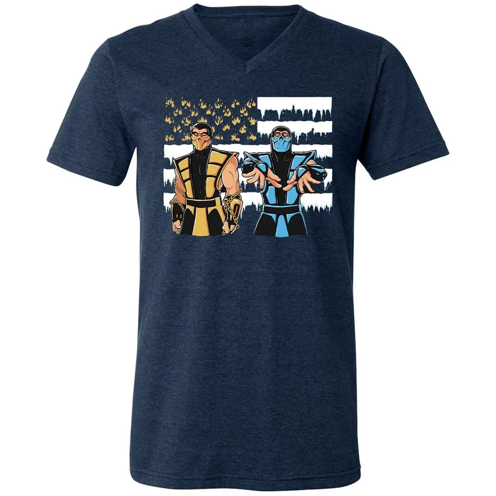 Unisex V-Neck T-Shirt - 7Y214UWY - Heather Navy - 15