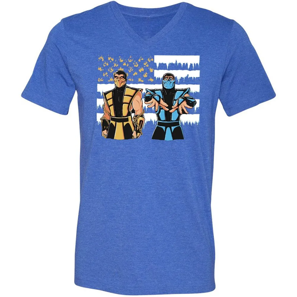 Unisex V-Neck T-Shirt - 7Y214UWY - Heather True Royal - 14