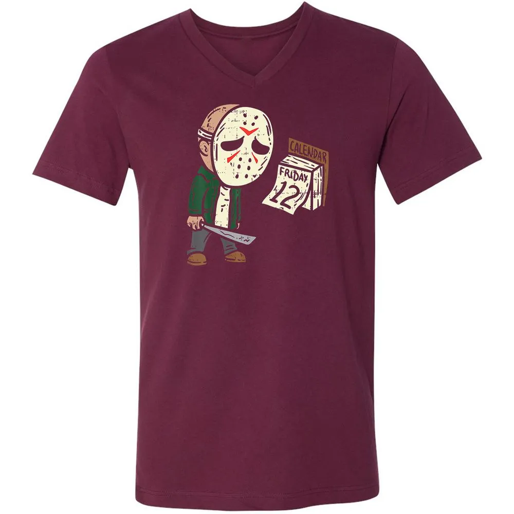 Unisex V-Neck T-Shirt - W1U9XN6D - Maroon - 6