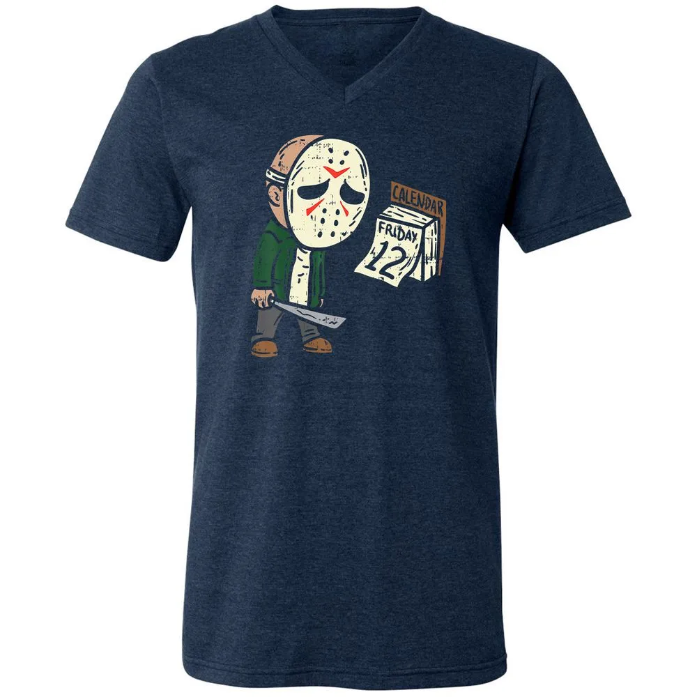Unisex V-Neck T-Shirt - W1U9XN6D - Heather Navy - 15