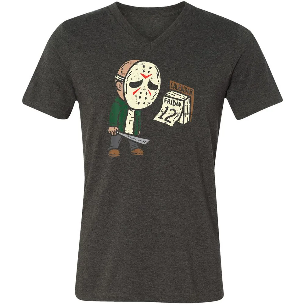 Unisex V-Neck T-Shirt - W1U9XN6D - Dark Grey Heather - 8