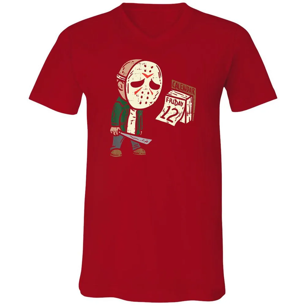 Unisex V-Neck T-Shirt - W1U9XN6D - Red - 3