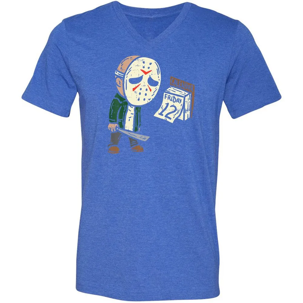 Unisex V-Neck T-Shirt - W1U9XN6D - Heather True Royal - 14