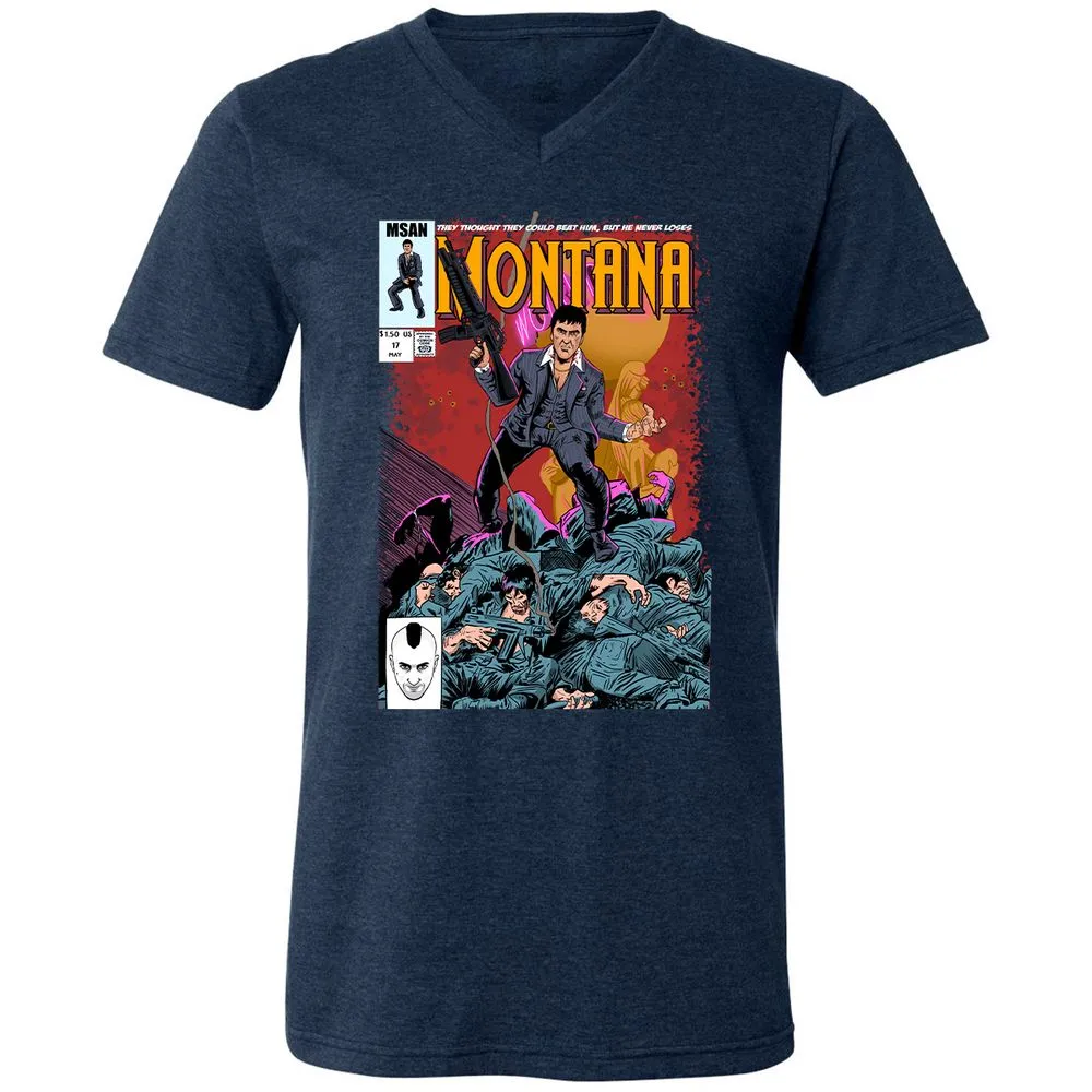 Unisex V-Neck T-Shirt - KUSH6U3S - Heather Navy - 15
