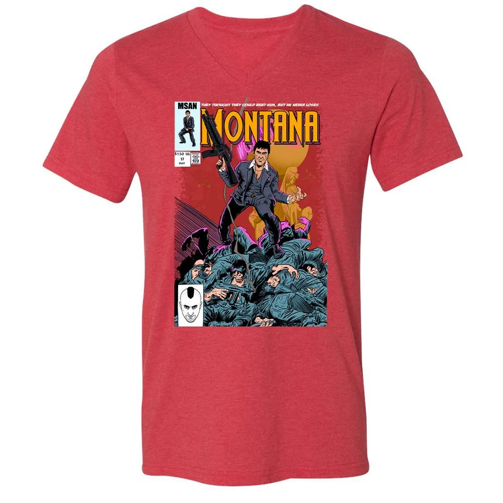 Unisex V-Neck T-Shirt - KUSH6U3S - Heather Red - 16