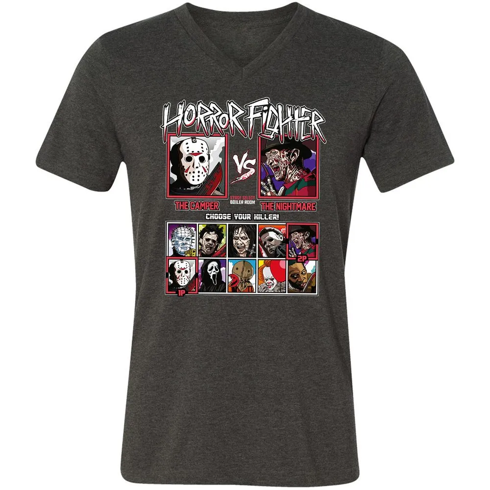 Unisex V-Neck T-Shirt - CALQGWQX - Dark Grey Heather - 8