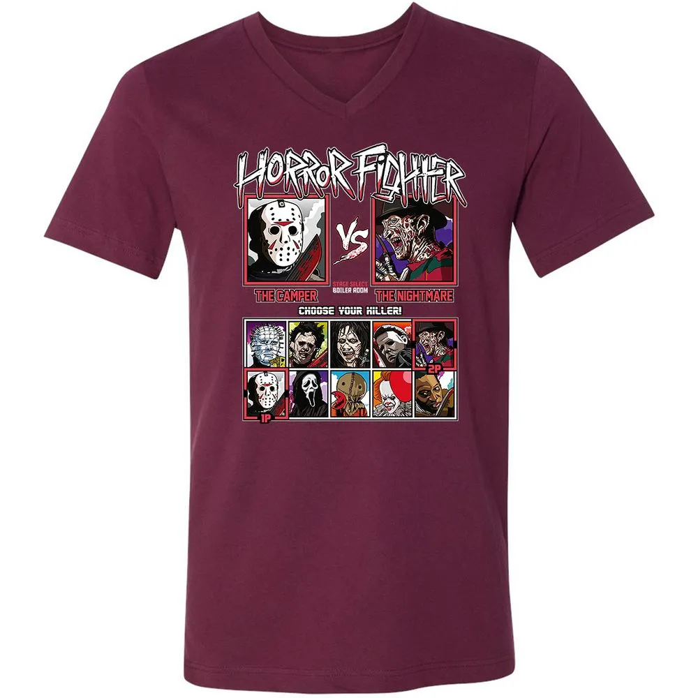 Unisex V-Neck T-Shirt - CALQGWQX - Maroon - 6