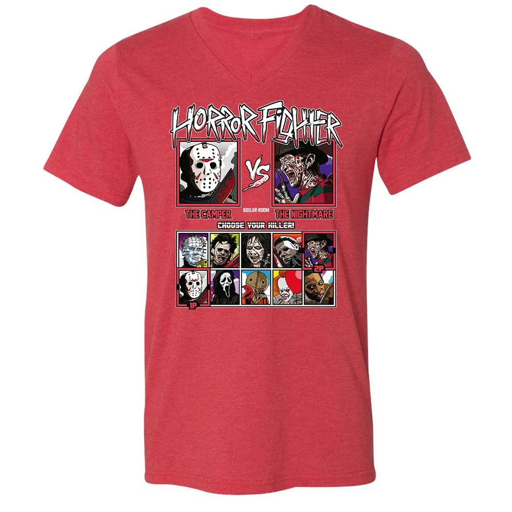 Unisex V-Neck T-Shirt - CALQGWQX - Heather Red - 16