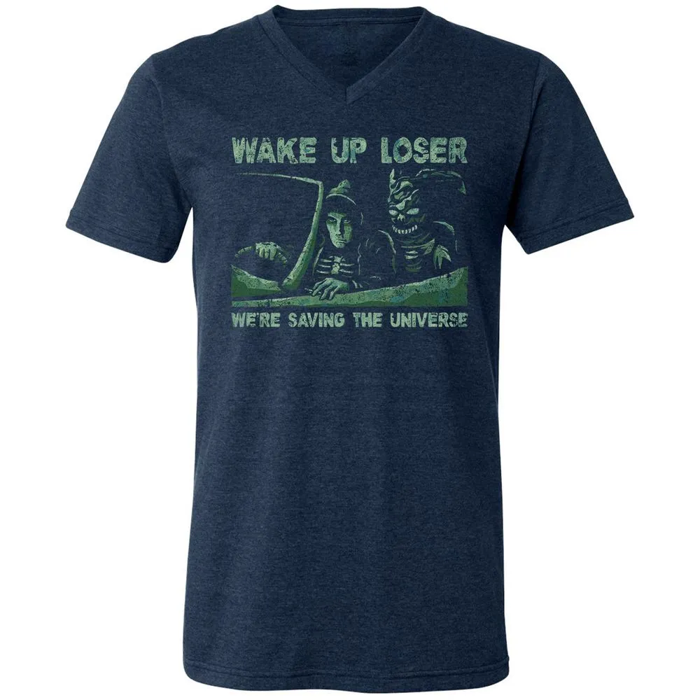 Unisex V-Neck T-Shirt - BUMP5UDE - Heather Navy - 15