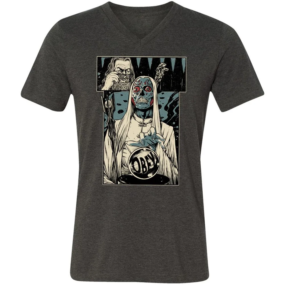 Unisex V-Neck T-Shirt - 51F7Z5GG - Dark Grey Heather - 8