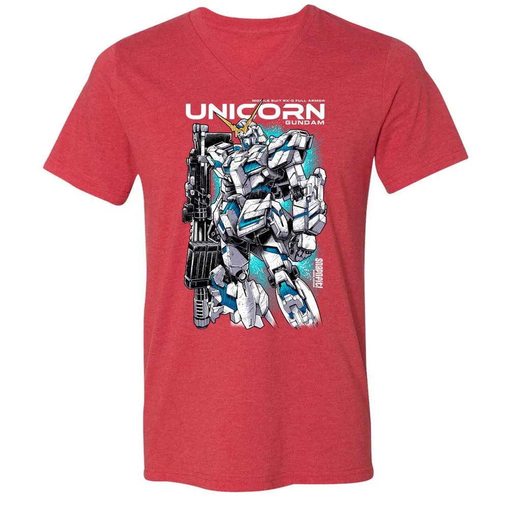 Unisex V-Neck T-Shirt - EEEMHEEJ - Heather Red - 16