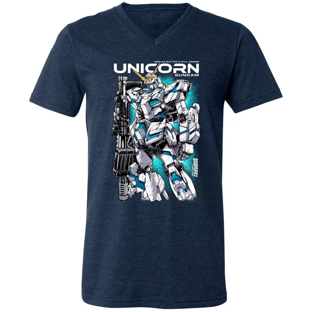 Unisex V-Neck T-Shirt - EEEMHEEJ - Heather Navy - 15