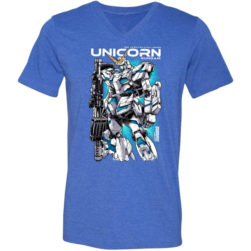 Unisex V-Neck T-Shirt - EEEMHEEJ - Heather True Royal - 14