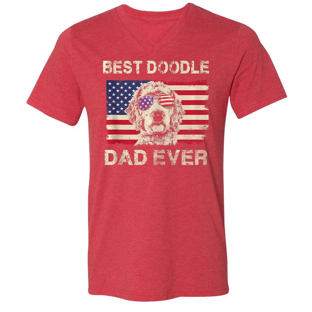 Unisex V-Neck T-Shirt - 8A1CEXNE - Heather Red - 16