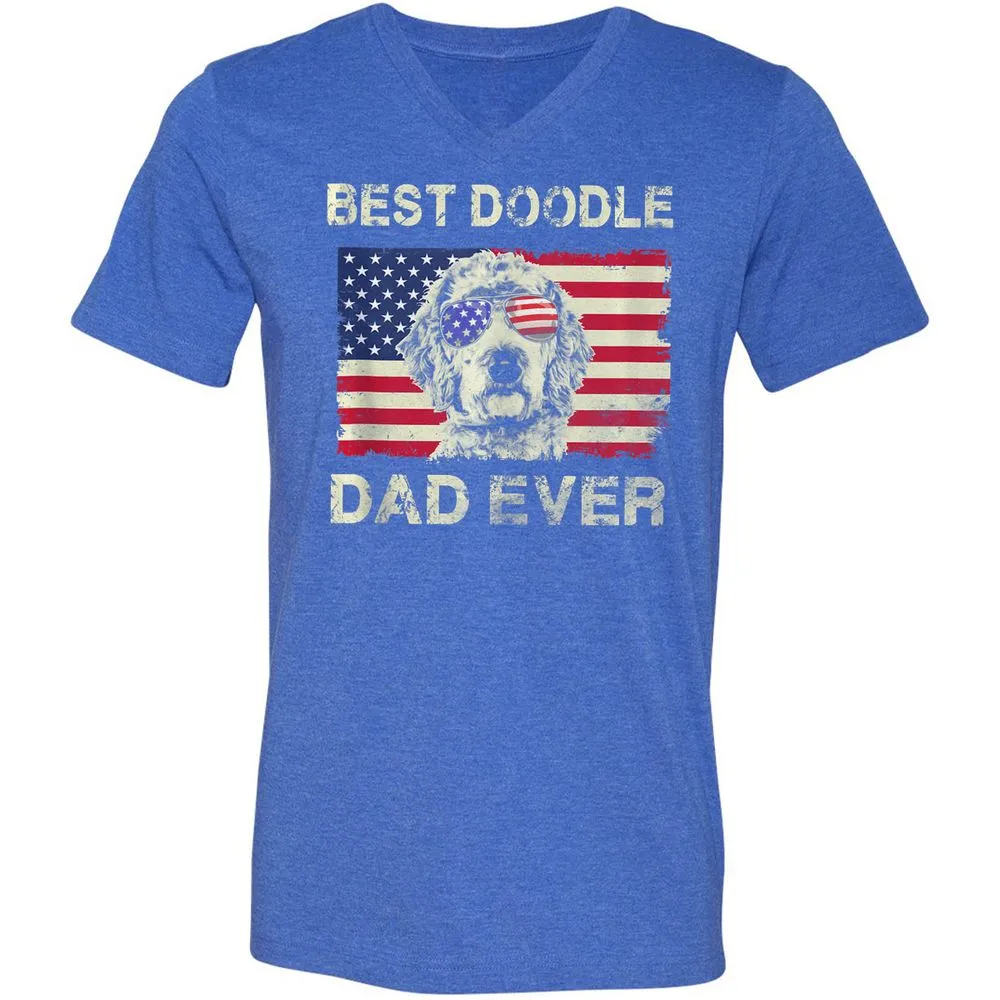 Unisex V-Neck T-Shirt - 8A1CEXNE - Heather True Royal - 14