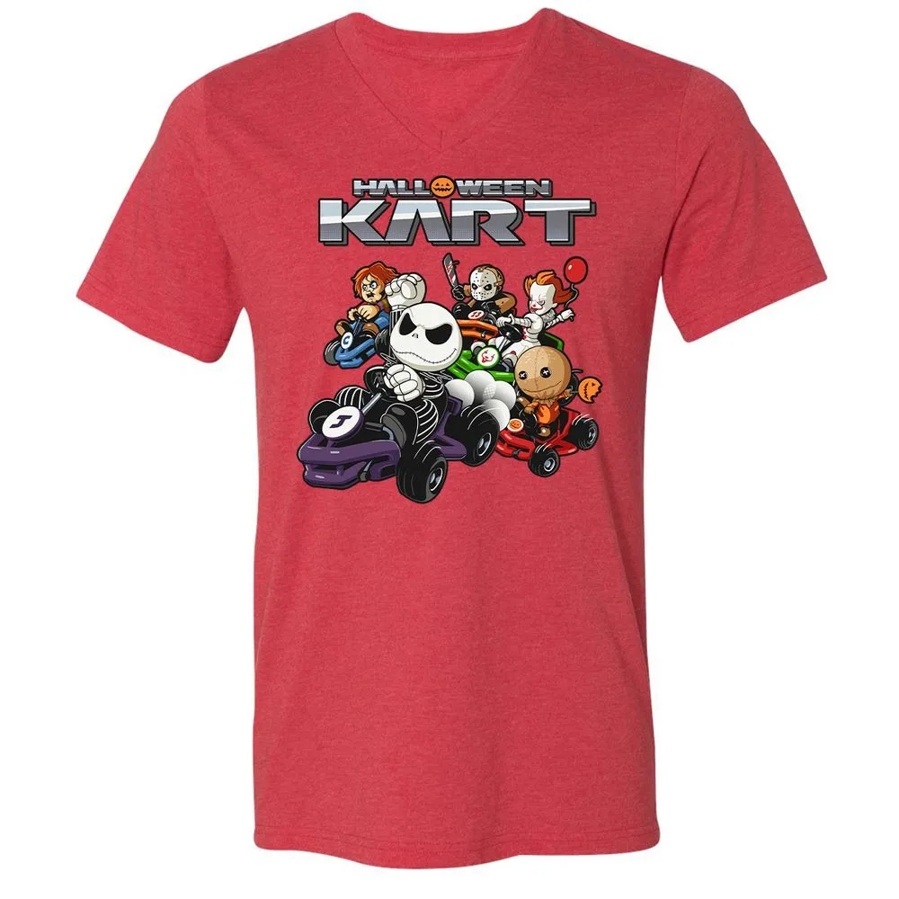 Unisex V-Neck T-Shirt - JWZFBETE - Heather Red - 16