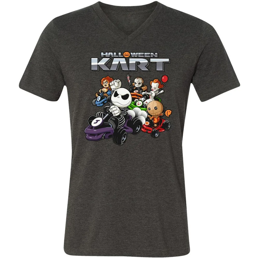 Unisex V-Neck T-Shirt - JWZFBETE - Dark Grey Heather - 8