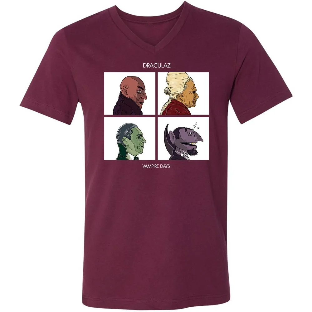 Unisex V-Neck T-Shirt - 9GP53RDJ - Maroon - 6