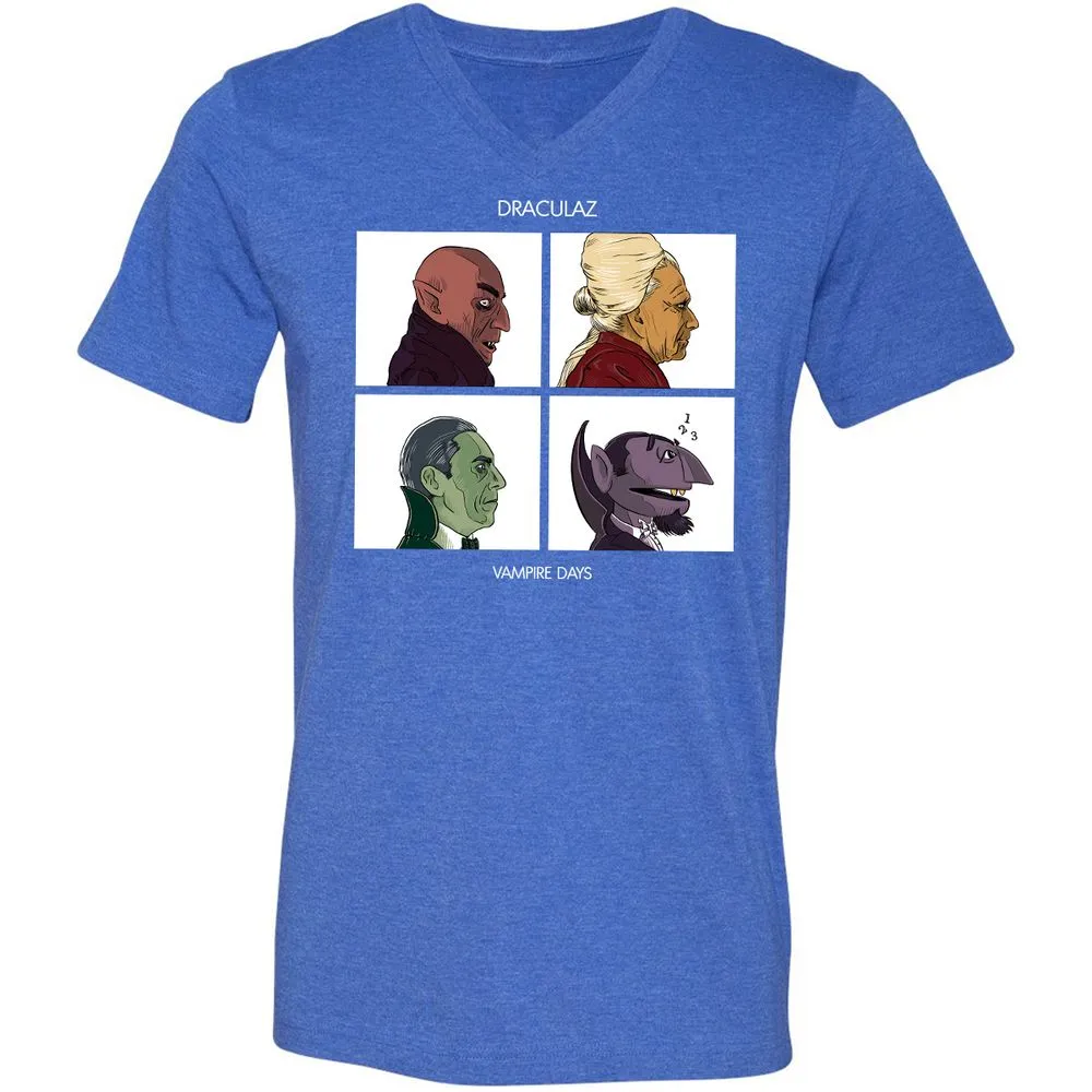Unisex V-Neck T-Shirt - 9GP53RDJ - Heather True Royal - 14