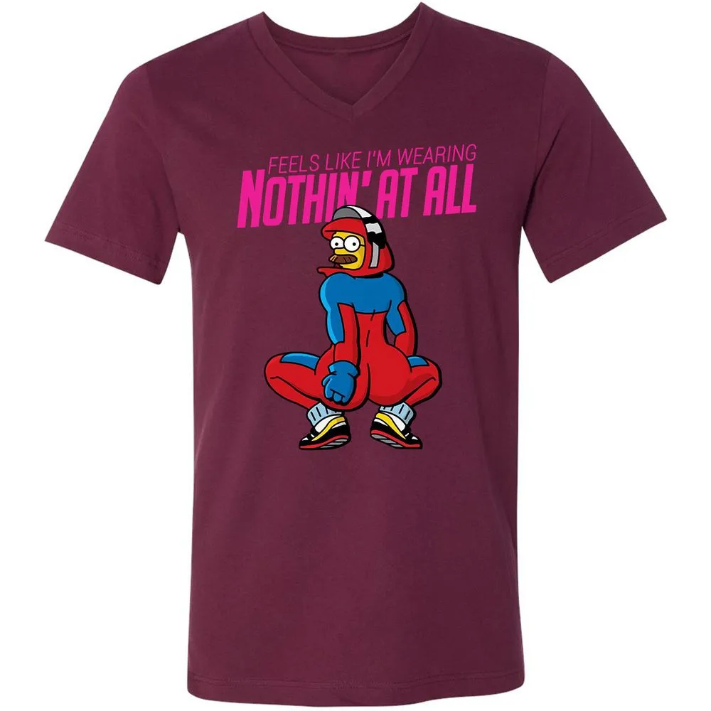Unisex V-Neck T-Shirt - LN51LAKQ - Maroon - 6
