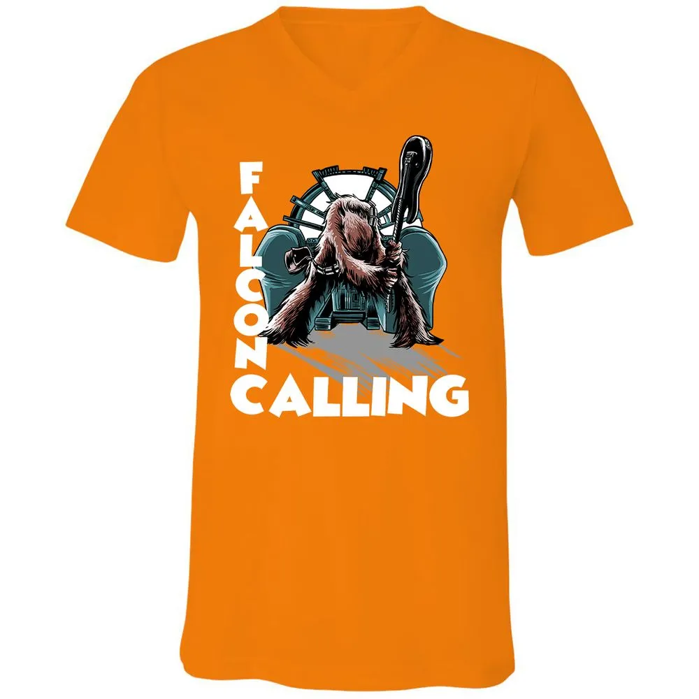 Unisex V-Neck T-Shirt - DHP3KXJJ - Orange - 11